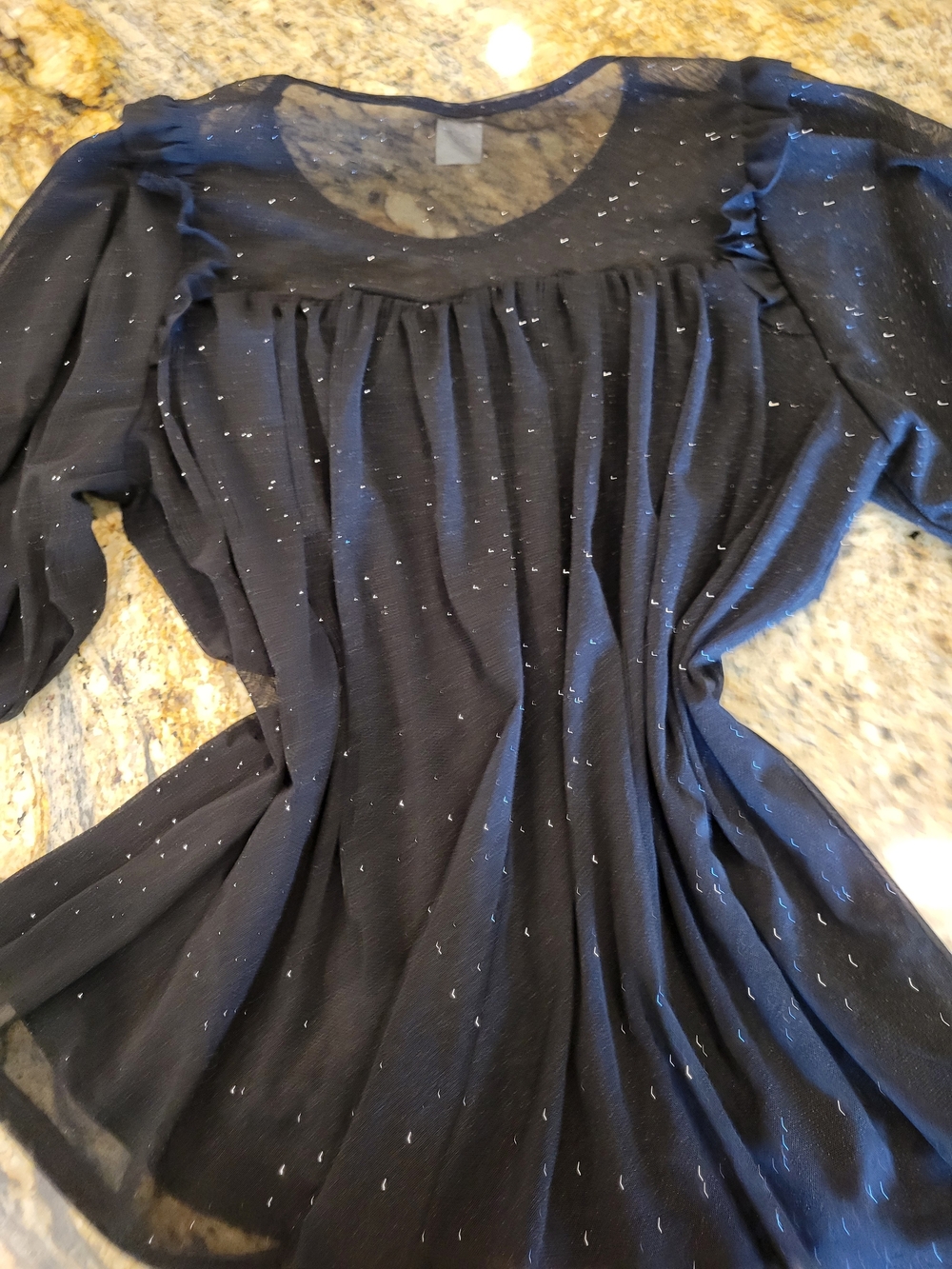 Black Women's Sheer Yoke Peasant Blouse By Like Love